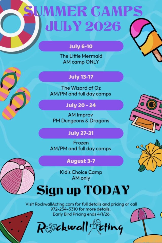 Summer camp schedule for July 2026