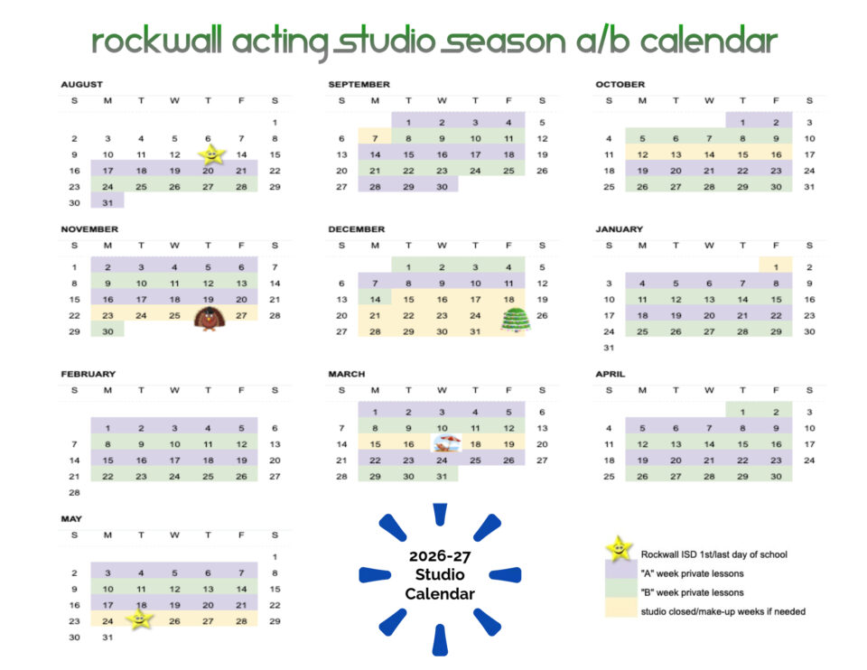 Spring 26 Schedule from Rockwall Acting